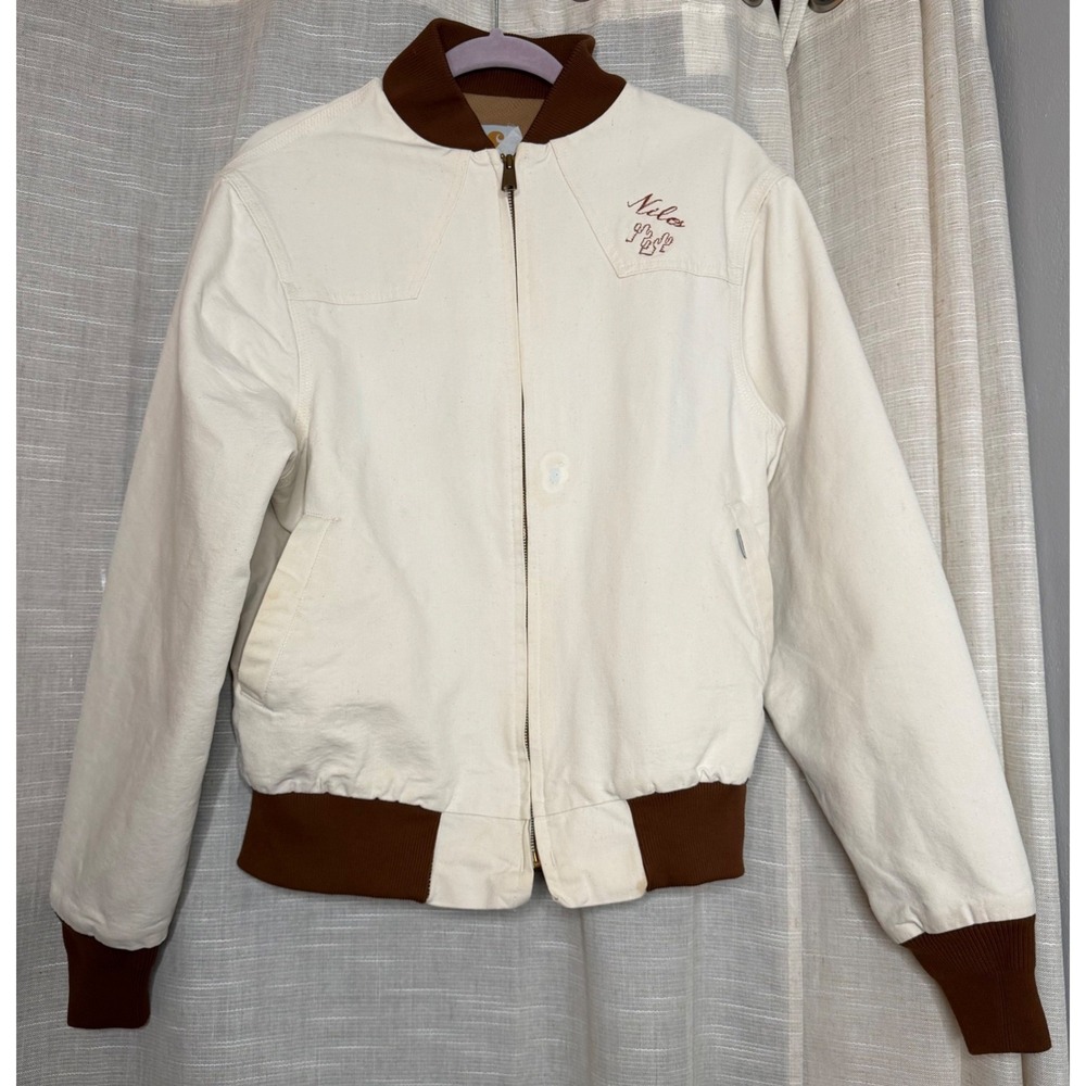 80s Vintage Carhartt Western Jacket Canvas White Bomber Thermal Medium JR167
